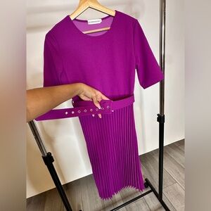Elegant Purple Dress with Belt New